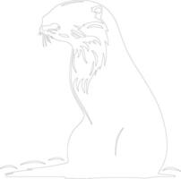 AI generated otter river  outline silhouette vector