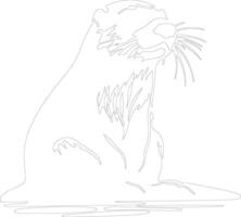 AI generated otter river outline silhouette vector