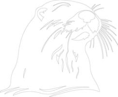 AI generated otter sea  outline silhouette vector