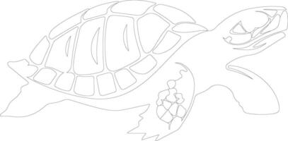 AI generated painted turtle  outline silhouette vector