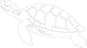 AI generated painted turtle  outline silhouette vector