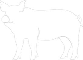 AI generated pig  outline silhouette vector