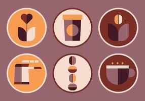 Coffee geometric stickers in minimal retro style.Coffe shop emblems.Ideal for coffee shop,bakery,branding,decoration,cover design, decorative print, background.Vector vector