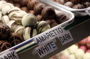 Hand Dipped Chocolate Truffles at a Candy Store photo