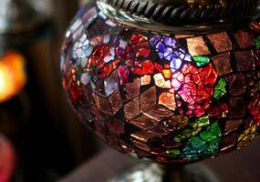 Close Up of Colorful Middle Eastern Lamp photo