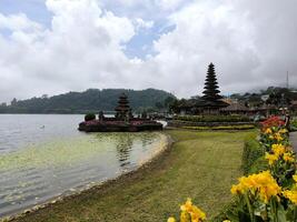 Pura Ulun Danu Bratan, famous temple on the lake, Bedugul, Bali, Indonesia photo