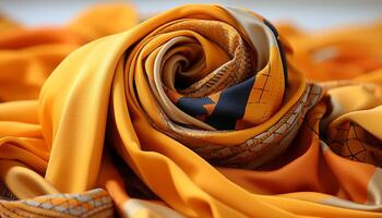 AI generated Vibrant silk folded, twisted, tied a luxurious striped gift generated by AI photo