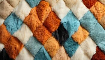 AI generated Fluffy fur coat in vibrant colors, a luxurious winter garment generated by AI photo