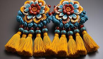 AI generated Indigenous cultures celebrate spirituality with ancient, ornate, multi colored crafts generated by AI photo