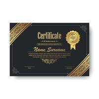 Luxury black and gold certificate with gold frame color vector