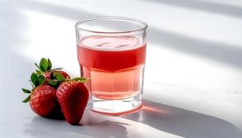 AI generated Fresh strawberry drink, a healthy and juicy summer refreshment generated by AI photo