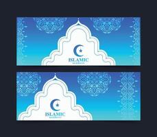 Blue Ramadan kareem card template vector