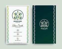 Green decorative logo and business card template vector