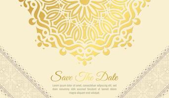 Luxury mandala decorative card in gold color vector