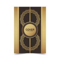 Luxury gold border pattern cover template vector