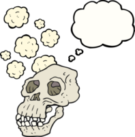 mano dibujado pensamiento burbuja dibujos animados antiguo cráneo png