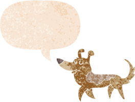 desenho animado cachorro com discurso bolha dentro grunge angustiado retro texturizado estilo png