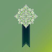 elegant green mandala ribbon design vector