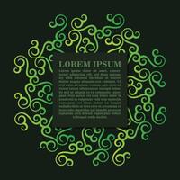Green calligraphy ornament frame line design vector