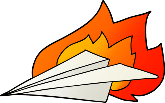 avión de papel en llamas de dibujos animados png