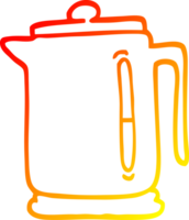 warm gradient line drawing of a cartoon kettle png