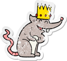 distressed sticker of a cartoon rat king laughing png