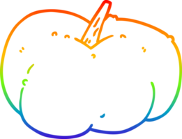 rainbow gradient line drawing of a cartoon pumpkin squash png