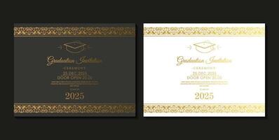 Elegant graduation invitation template with ornament vector