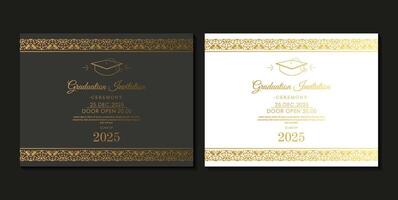 Elegant graduation invitation template with ornament vector