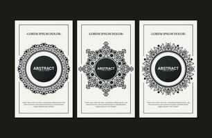 flat border circle pattern card design vector