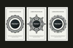 flat border circle pattern card design vector