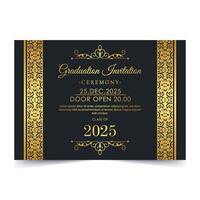 Elegant dark graduation invitation template vector