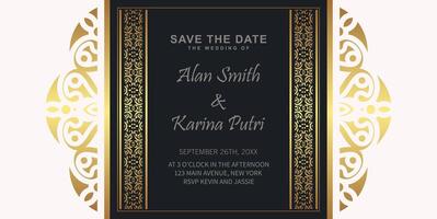 Elegant wedding invitations with stylish ornamental pattern designs vector