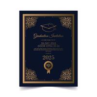 Elegant graduation invitation template with ornament vector