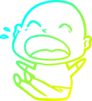 cold gradient line drawing of a cartoon shouting bald man png