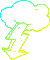 cold gradient line drawing of a cartoon lightning bolt png