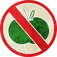 retro illustration style cartoon of a no fruit allowed sign png