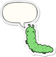 desenho animado lagarta com discurso bolha adesivo png
