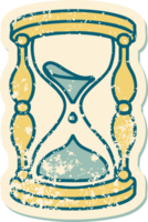 icónica pegatina angustiada imagen estilo tatuaje de un reloj de arena png