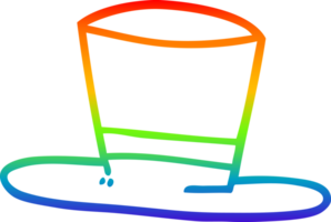 rainbow gradient line drawing of a cartoon top hat png