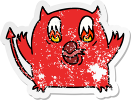 hand drawn distressed sticker cartoon of cute kawaii red demon png