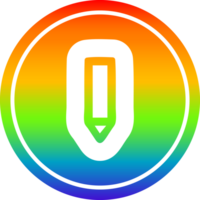 sencillo lápiz circular icono con arco iris degradado terminar png