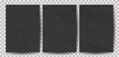 Set of A4 pages crumpled paper vector