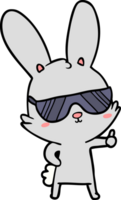 mignonne dessin animé lapin portant des lunettes de soleil png