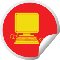 computer with mouse and screen circular peeling sticker png