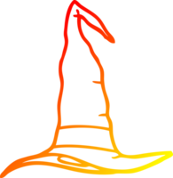 warm gradient line drawing of a cartoon witch hat png