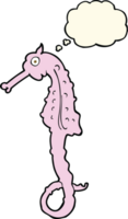 hippocampe de dessin animé avec bulle de pensée png