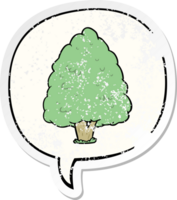 dessin animé grand arbre avec discours bulle affligé affligé vieux autocollant png