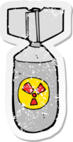 pegatina retro angustiada de una bomba nuclear de dibujos animados png