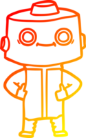 warm gradient line drawing of a cartoon robot png